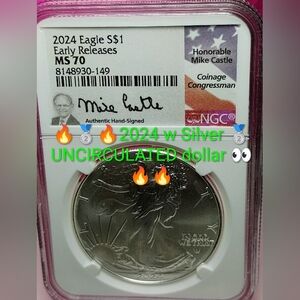 2024 Silver American Eagle MS70 Early Releases - NGC Holder A Little Scratch